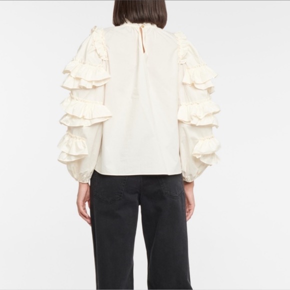 NWOT Ulla Johnson Pippa Ruffle Blouse in Ivory Poplin Size 6 - Picture 6 of 7